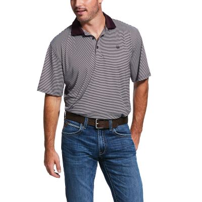 Ariat Western: Micro Stripe TEK Polo Hombre - Gris (REGJY5834)